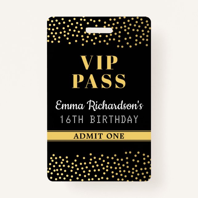 VIP Pass Einladung zum Geburtstag Ausweis (Vorderseite)