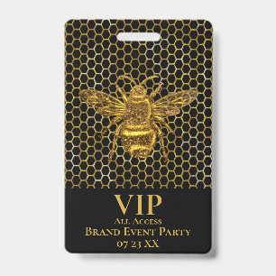 VIP Pass Elegant Schwarz Gold Funkelnde Königin Bi Ausweis