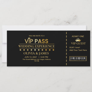 Vip-Pass Elegante Hochzeit Exklusiver Zugang Golde Save The Date