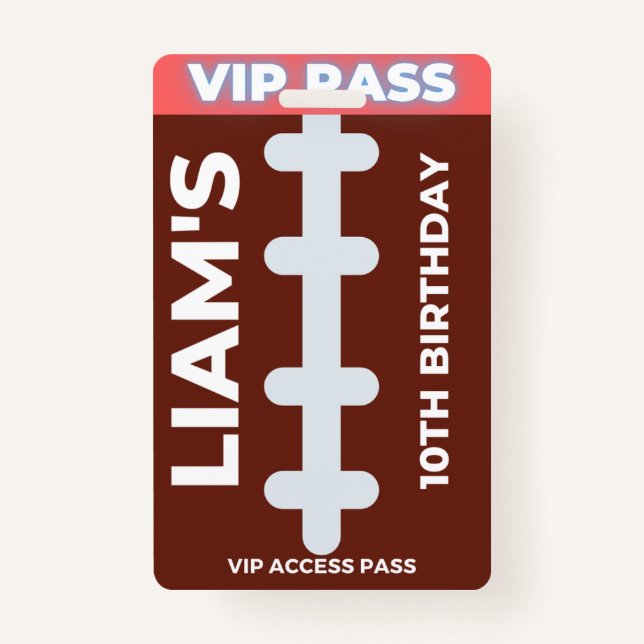 VIP Pass Football Geburtstagsparty Ausweis (Vorderseite)