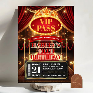 VIP Pass Glamour Premiere Hollywood Adult Geburtst Einladung