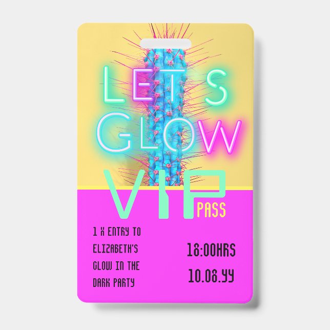 VIP Pass Glow in Dunklem Party Einzigartige INVITA Ausweis (Vorderseite)