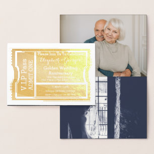 VIP-Pass Goldenes Hochzeitsticket Folienkarte
