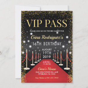 VIP Pass Hollywood Red Carpet Einladung zum Geburt