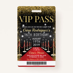 VIP Pass Hollywood Red Carpet Einladung zum Geburt Ausweis