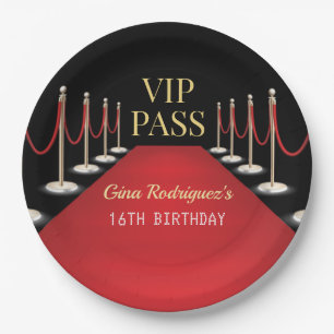 VIP-Pass Hollywood Red Carpet Geburtstag Pappteller