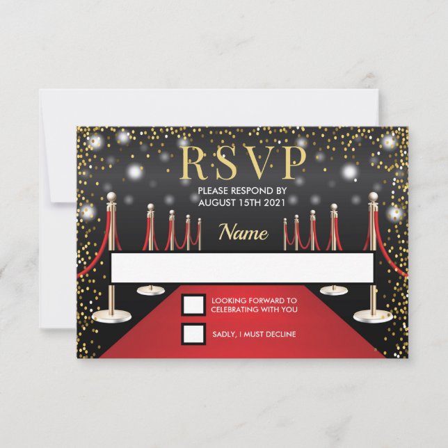 VIP Pass Hollywood Red Carpet Geburtstag RSVP Card (Vorderseite)