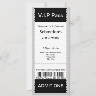 VIP Pass Party Eintrittskarte Einladung