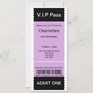 VIP Pass Party Eintrittskarte Einladung
