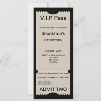 VIP Pass Party Eintrittskarte Einladung