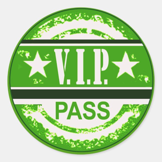 VIP Pass Party Sticker (grün) (Vorderseite)
