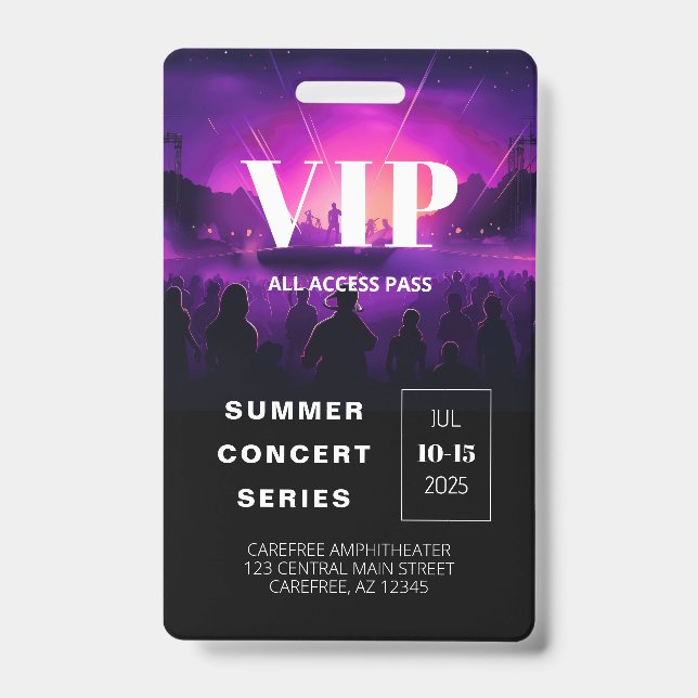 VIP-Pass-QR-Code-Konzertticket Ausweis (Vorderseite)
