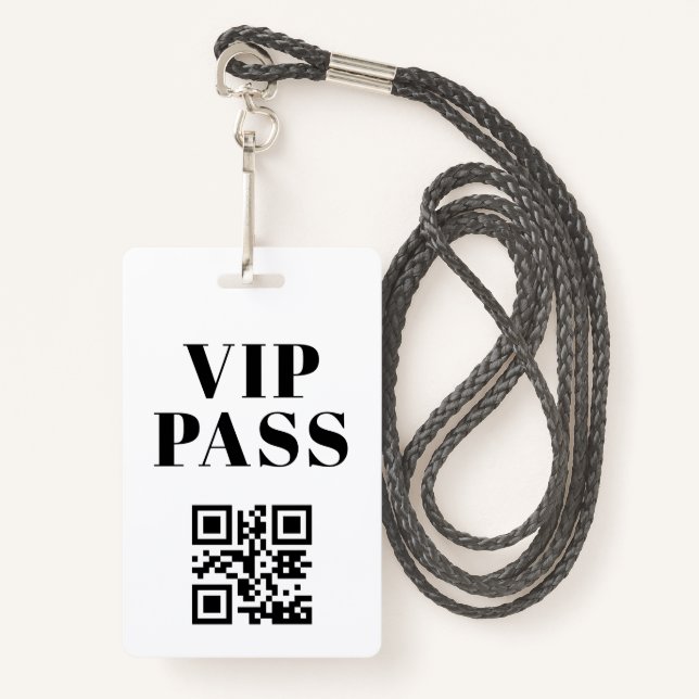 Vip Pass qr Code minimalistisch modern Ausweis (Vorderseite mit Schlüsselband)