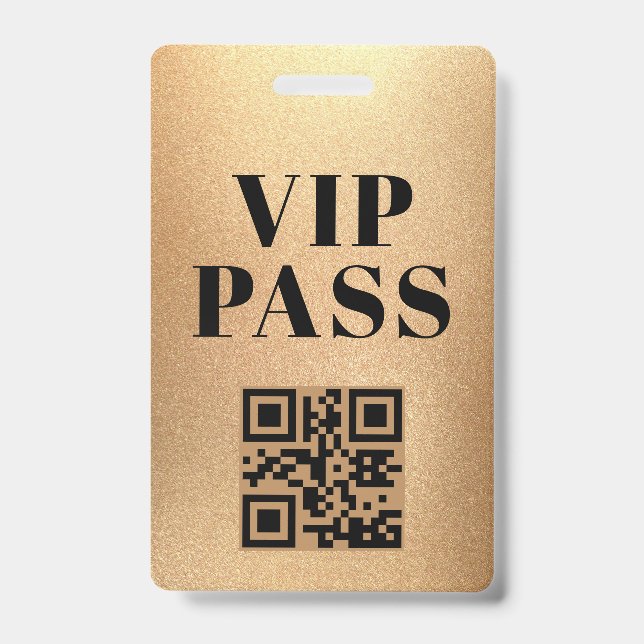 Vip Pass qr Code minimalistisches modernes Gold Ausweis (Vorderseite)