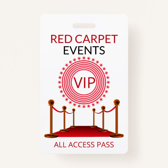 VIP Pass Red Teppich Ausweis (Vorderseite)