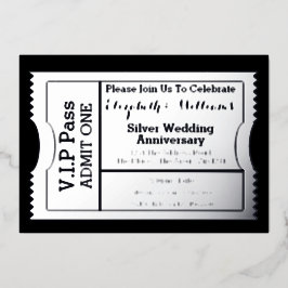 VIP Pass Silver Wedding Anniversary Ticket Folieneinladung