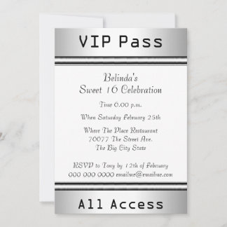 VIP Pass Sweet 16 Geburtstagsparty White Einladung