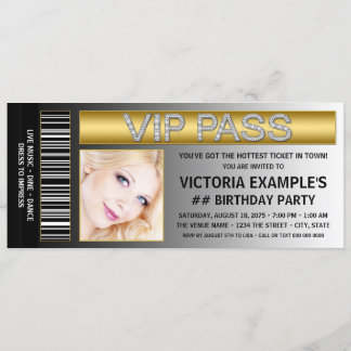 VIP Pass Ticket Art Geburtstagsparty Einladung