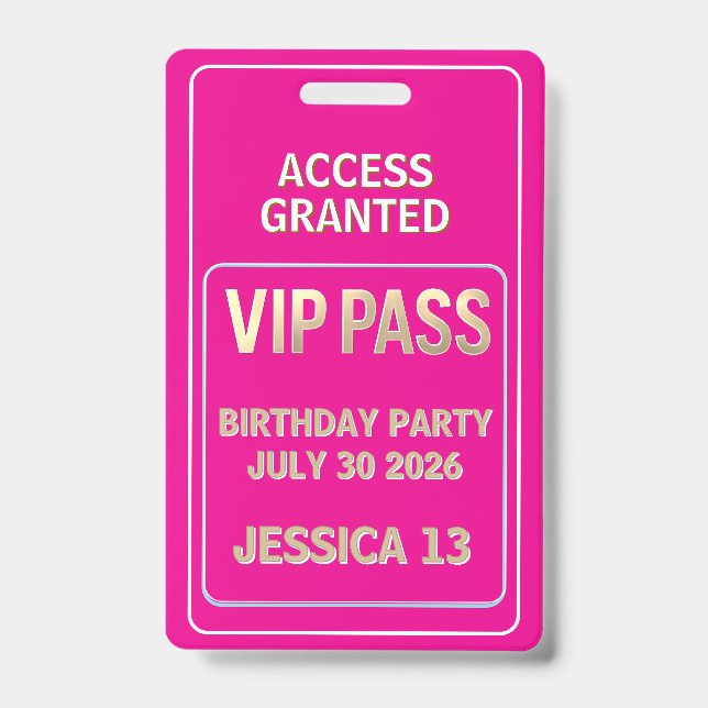VIP-Pass zum Geburtstag Ausweis (Vorderseite)