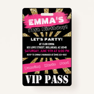 VIP Pink & Gold für jeden Event, der individuell a Ausweis