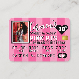 VIP Pink Stripes Foto Einladung zur Kreditkarte
