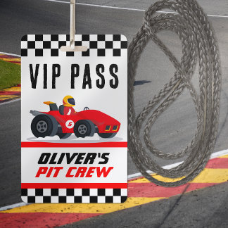 VIP-Pit-Crew-Pass für eine Rennwagen-Geburtstagsfe Ausweis