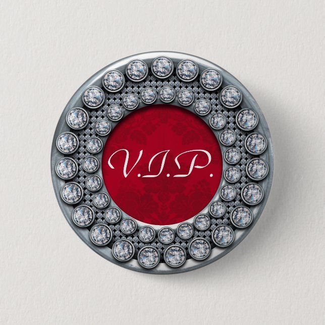 Vip-Schablonenknopf mit Silber und Diamanten Button (Vorderseite)