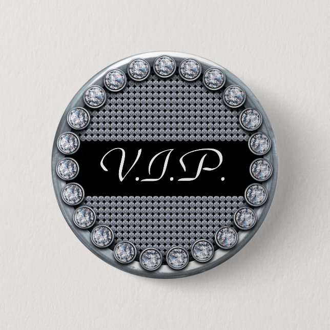 Vip-Schablonenknopf mit Silber und Diamanten Button (Vorderseite)