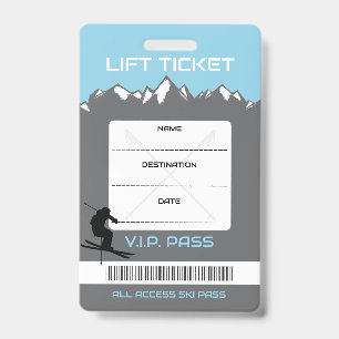 VIP-SKI-LIFT-TICKET Begleitgeschenk Sitzkarte Ausweis