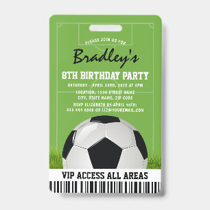 VIP Sports Pass Kinder Fußball Geburtstagsparty Ausweis