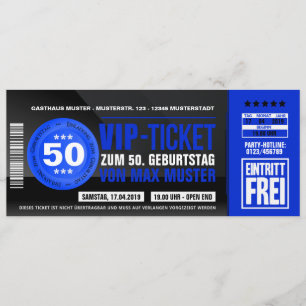 VIP-TICKET Einladungskarten (blau)
