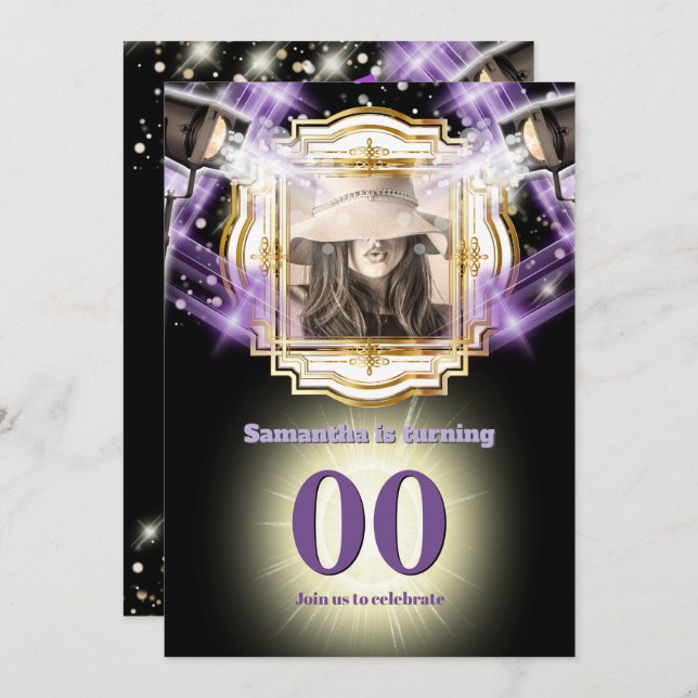 VIP Ticket Foto Hollywood Lights Filmstar Einladung (Vorne/Hinten)