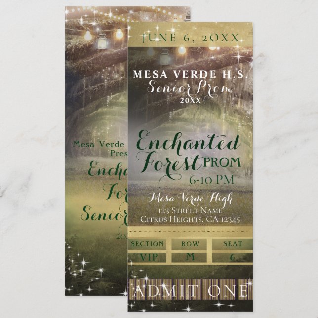 VIP-Ticket für verzauberte Waldzeichenbeleuchtung Einladung (Vorne/Hinten)