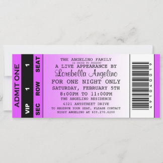 VIP-Ticket zum Geburtstag (Lila) Einladung
