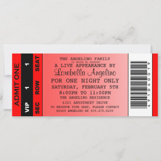 VIP-Ticket zum Geburtstag (Rot) Einladung