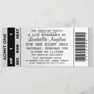 VIP-Ticket zum Geburtstag (weiß) Einladung