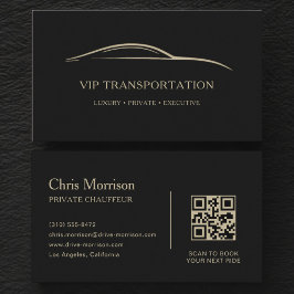 VIP-Transport-QR-Code Schwarz & Gold Visitenkarte