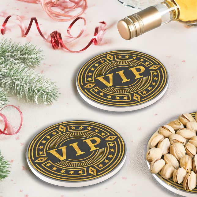 VIP Very Special Person Gold and Black Retro Chic Getränkeuntersetzer (Von Creator hochgeladen)