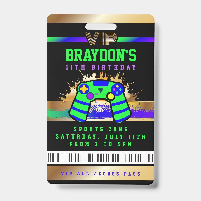 VIP VIDEO GAMER SPIEL ALLER ZUGRIFF Gold Pass Abze Ausweis (Vorderseite)