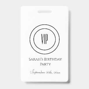 VIP-Zugang für die Birthday Party in Weiß und Sc Ausweis