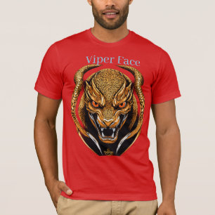 Viper Face Logo – Vorderansicht Vektor auf schwarz T-Shirt