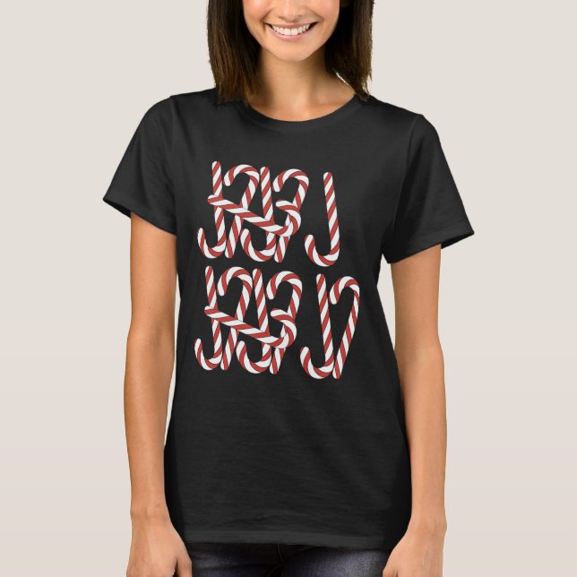 Viral 67 Candy Canes Tally Marks Xmas Holiday Teac T-Shirt (Vorderseite)