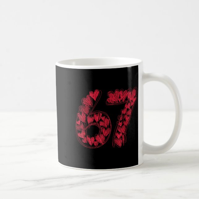 Viral 67 Hand-drawn Hearts Valentine's Day Cute Te Kaffeetasse (Rechts)