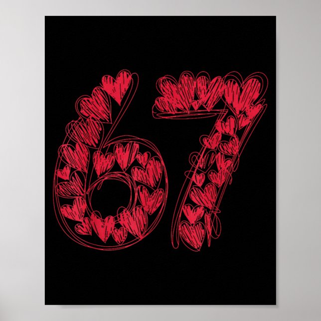 Viral 67 Hand-drawn Hearts Valentine's Day Cute Te Poster (Vorne)