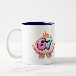 Viral 67 Meme Fire Hands Graphic Trendy Kids Mug Zweifarbige Tasse