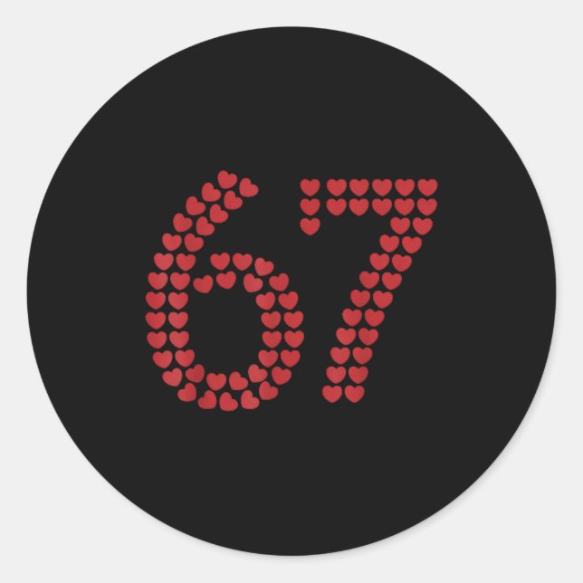 Viral Six Seven Love 67 Hearts Valentine's Day Cli Runder Aufkleber (Vorderseite)
