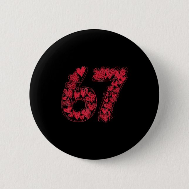 Virale 67 Handgezeichnete Herzen Valentinstag Cute Button (Vorderseite)