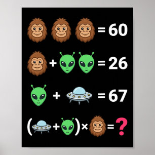 Virales 6 7 Meme Bigfoot Alien UFO Algebra Gleichu Poster
