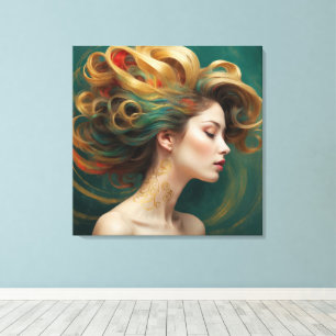 "Virelle" - Opulenz in Smaragdwachen Leinwanddruck
