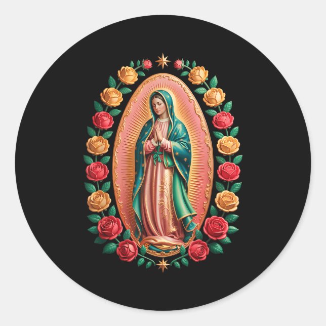 Virgen De Guadalupe Saint Mary Christian Religious Runder Aufkleber (Vorderseite)